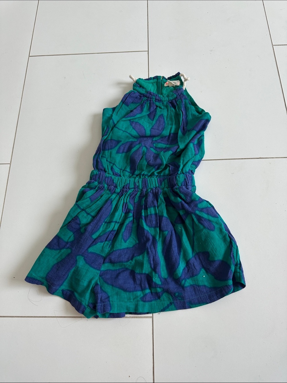 Crewcuts romper girls 3 blue green